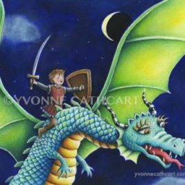 Boy riding dragon - night - sp wmk