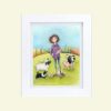 Farm girl with animals - framed
