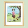 Girl picking apples - framed