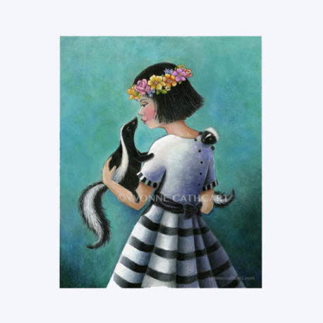 Girl and Skunks print